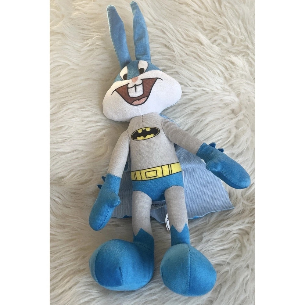 Looney Tunes Bugs Bunny Batman Plush Toy Factory Blue Grey Stuffed Animal 11"